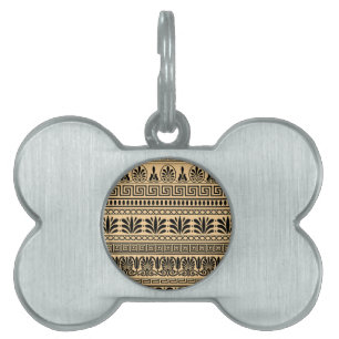 Médaillons Pour Animaux Domestiques Fret grec, Motif méditerranéen, Brown