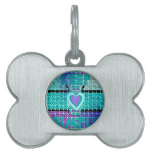 Médaillons Pour Animaux Domestiques Gardez-le simple : Cyan Heart & Clarity Art Motif