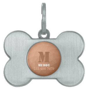 Médaillons Pour Animaux Domestiques Géométrie orange pêche motif maille monogramme per