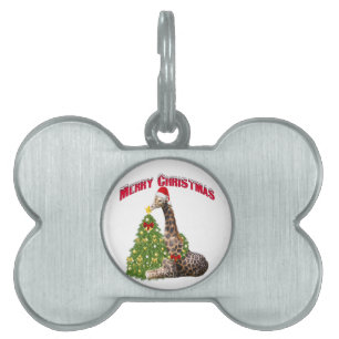 Médaillons Pour Animaux Domestiques Giraffe de Noël