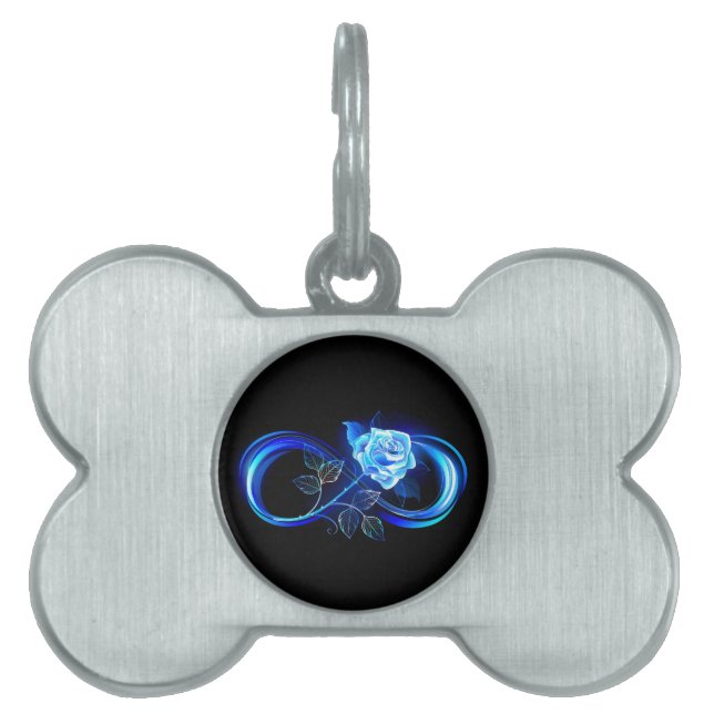 Médaillons Pour Animaux Domestiques Glowing infinity with blue rose (Devant)