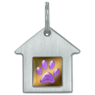 Médaillons Pour Animaux Domestiques Gold Purple