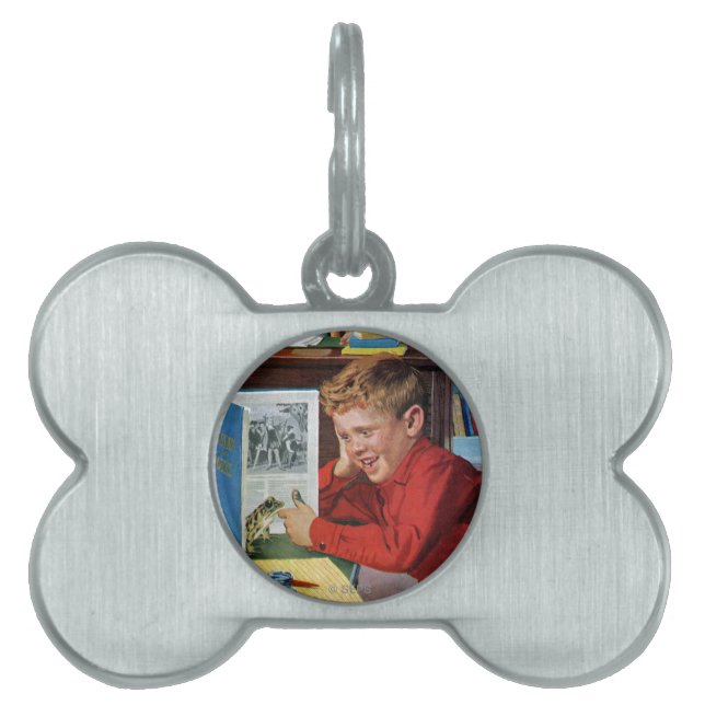 Médaillons Pour Animaux Domestiques Grenouille dans la bibliothèque (Devant)