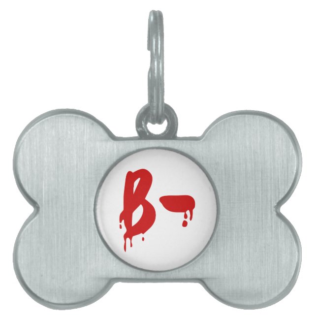 Médaillons Pour Animaux Domestiques Groupe sanguin B- Hôpital d'horreur négatif (Devant)