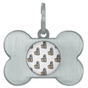 Médaillons Pour Animaux Domestiques Halloween, Gentil Fantôme Gris, Friandise ou Farce