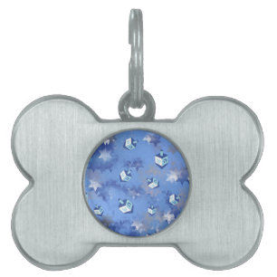 Médaillons Pour Animaux Domestiques Heureux Hanoukka Falling Star et Dreidels