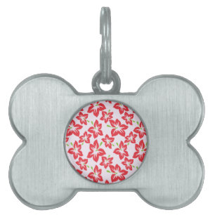 Médaillons Pour Animaux Domestiques Hibiscus rouge, Fleurs rouges, Motif de fleurs