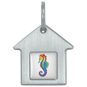 Médaillons Pour Animaux Domestiques Hippocampe polygonal arc-en-ciel