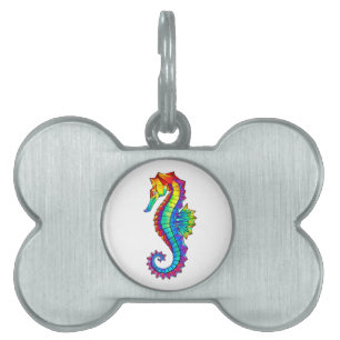 Médaillons Pour Animaux Domestiques Hippocampe polygonal arc-en-ciel