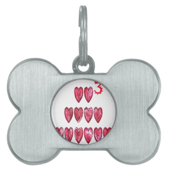 Médaillons Pour Animaux Domestiques Ho Ho Ho Collection Coeurs. (Devant)