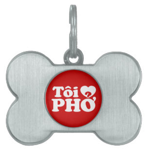 Médaillons Pour Animaux Domestiques I Heart (Love) Pho (Tôi PHỞ)
