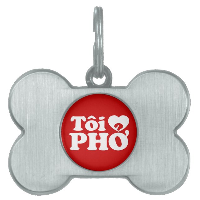 Médaillons Pour Animaux Domestiques I Heart (Love) Pho (Tôi PHỞ) (Devant)