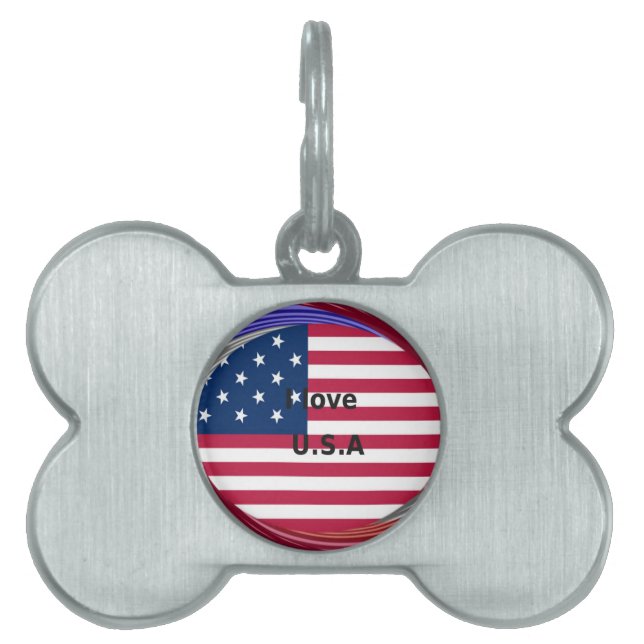 Médaillons Pour Animaux Domestiques I Love U.S.A. Swirl : Patriotic Heart Art Imprimer (Devant)