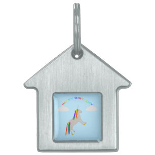 Médaillons Pour Animaux Domestiques Imaginaire Anniversaire Unicorne arc-en-ciel et nu