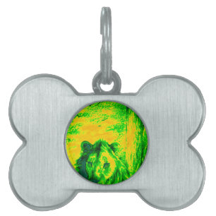 Médaillons Pour Animaux Domestiques Impression Fluorante Lion Art Vision Night