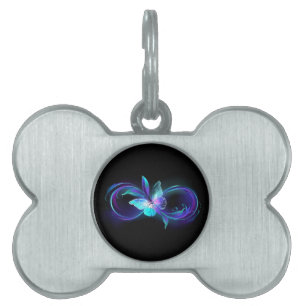 Médaillons Pour Animaux Domestiques Infinité brillante avec papillon magique