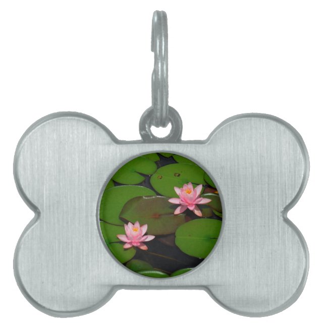 Médaillons Pour Animaux Domestiques Jardin de fleurs de laine d'eau de lotus rose, (Devant)