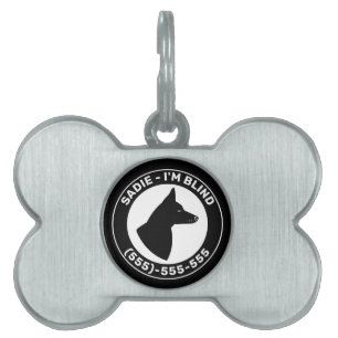 Médaillons Pour Animaux Domestiques Je suis chien noir aveugle aux oreilles dressées e