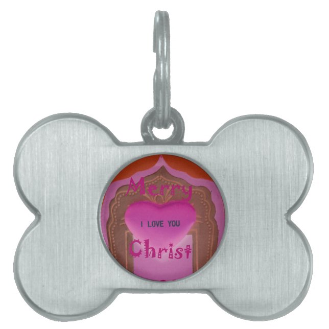 Médaillons Pour Animaux Domestiques Je t'aime Joyeux Coeur de Noël (Devant)