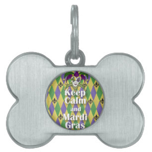 Médaillons Pour Animaux Domestiques Jester Mask Keep Calm and Mardi Gras
