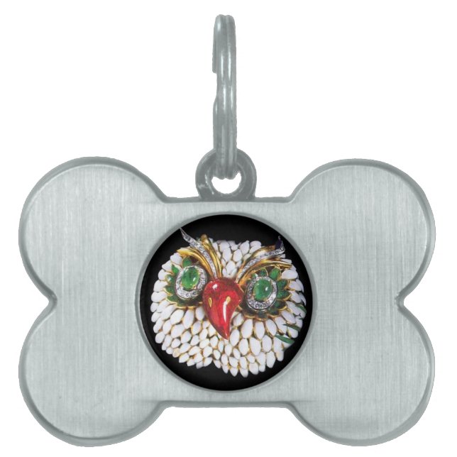 Médaillons Pour Animaux Domestiques JEWEL OWL Gold, Émeraude verte, opale (Devant)