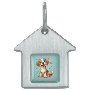 Médaillons Pour Animaux Domestiques Joli Beagle Kawaii avec des coeurs Chien joueur