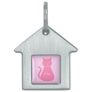 Médaillons Pour Animaux Domestiques Joli chat fille rose sur mesure