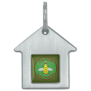 Médaillons Pour Animaux Domestiques Jolie Bee de Noël et Poinsettia Fleurs Personnalis