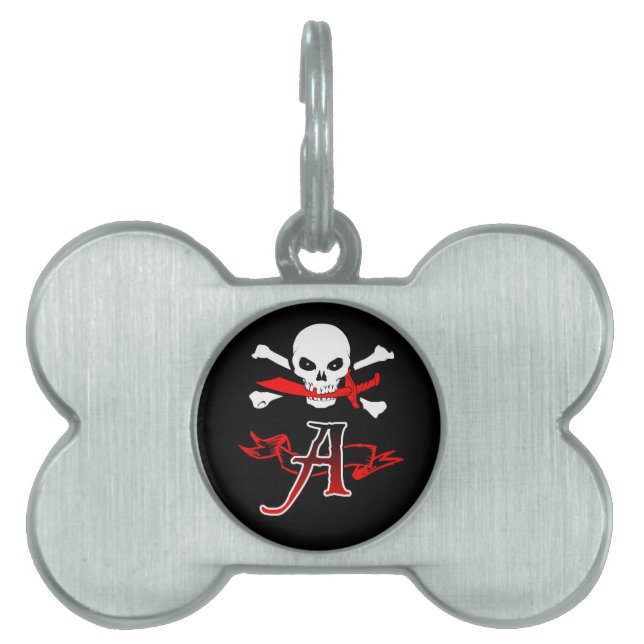 Médaillons Pour Animaux Domestiques Jolly Roger A Monogramme Initiale (Devant)