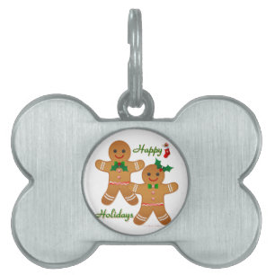 Médaillons Pour Animaux Domestiques Joyeuses vacances Gingerbread Homme garçon fille