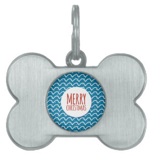 Médaillons Pour Animaux Domestiques Joyeux Noël Motif Sans Couture Texture Bleue