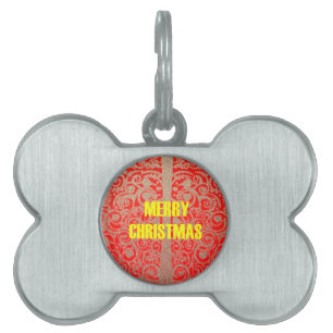 Médaillons Pour Animaux Domestiques Joyeux Noël Rouge et Gold Collection