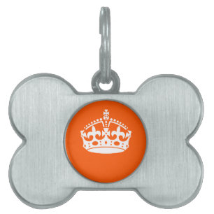 Médaillons Pour Animaux Domestiques KEEP CALM CROWN Icon on Orange Customize This