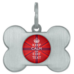Médaillons Pour Animaux Domestiques La Bourgogne rouge calme votre texte Union Jack In