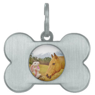 Médaillons Pour Animaux Domestiques Lapin blanc et Cheval jaune