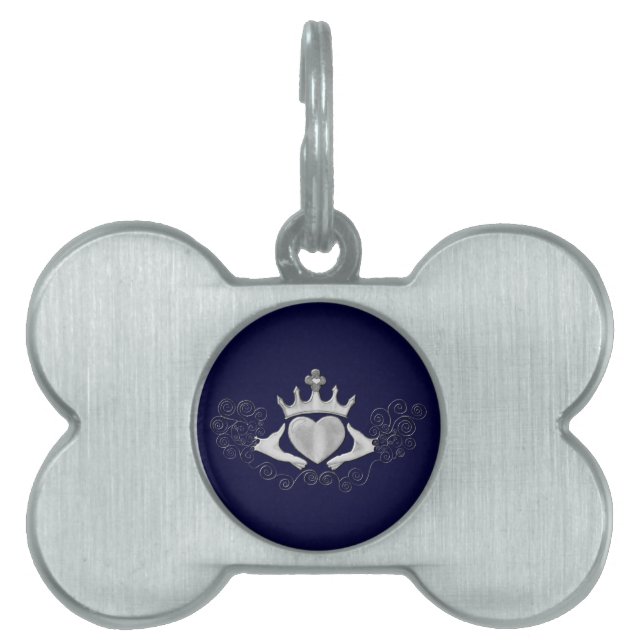 Médaillons Pour Animaux Domestiques Le Claddagh (Argent) (Devant)