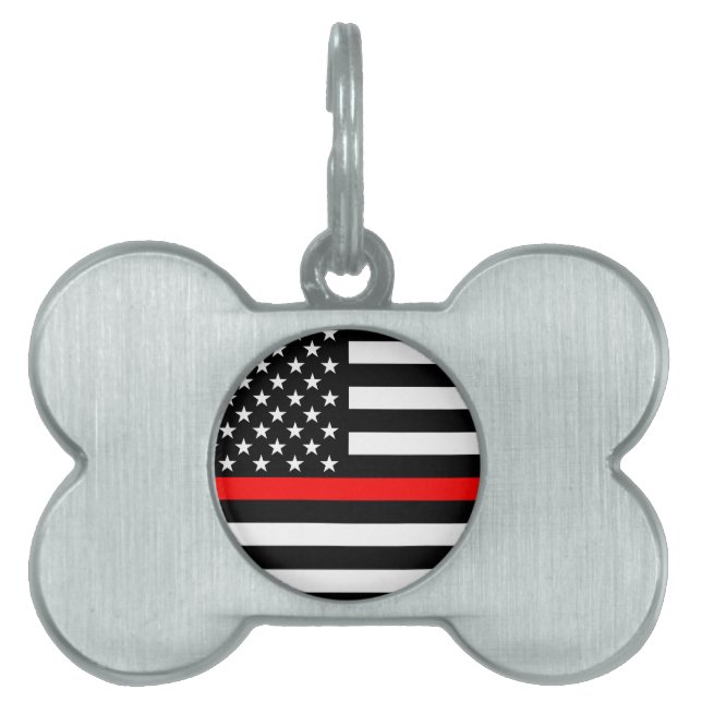 Médaillons Pour Animaux Domestiques Ligne rouge drapeau des USA sur a (Devant)