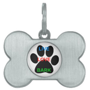 Médaillons Pour Animaux Domestiques LIVE LOVE BARK Chien Empreinte de patte