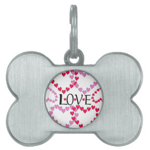Médaillons Pour Animaux Domestiques LOVE ROUGE ROSE DE Tiny Hearts