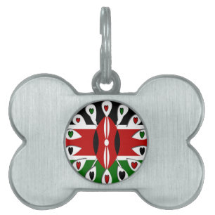 Médaillons Pour Animaux Domestiques Lovely Hearts Kenya : Drapeau Art Motif