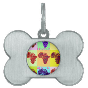Médaillons Pour Animaux Domestiques Magnifique Couleur Afrique Carte Pop Motif Art Des