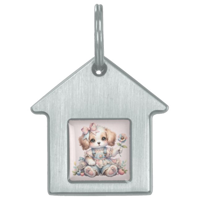 Médaillons Pour Animaux Domestiques Maison de campagne confortable et kawaii de style  (Devant)