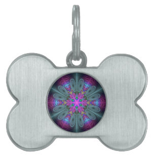 Médaillons Pour Animaux Domestiques Mandala coloré frappant art fractal kaléidoscope