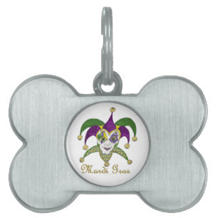 Médaillons Pour Animaux Domestiques Masque coloré Mardi Gras Jesters