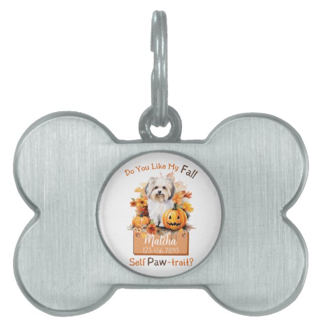 Médaillons Pour Animaux Domestiques Matcha de chien d'automne personnalisable (Devant)