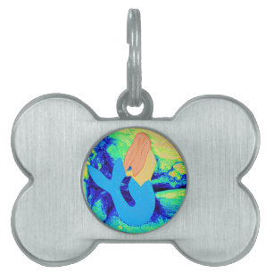 Médaillons Pour Animaux Domestiques mermaid à queue bleue