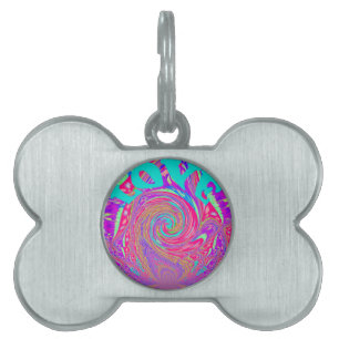 Médaillons Pour Animaux Domestiques Mesmerizing Whirlpool Love Cyan Texte art Graphiqu
