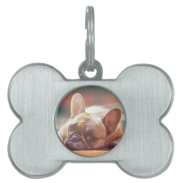 Médaillons Pour Animaux Domestiques Mignonne French Bulldog Eau Couleur Art Peinture (Devant)