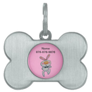 Médaillons Pour Animaux Domestiques Mignonne pouces vers le haut lapin blanc noir Crav