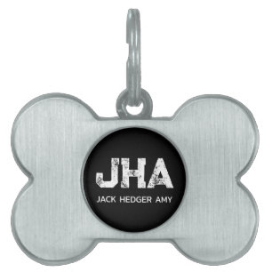 MÉDAILLONS POUR ANIMAUX DOMESTIQUES MINIMALISTE BLANC MONOGRAMME À TROIS LETTRES NOM N